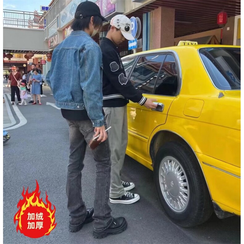 美式复古闪电裂纹牛仔裤加绒加厚直筒裤拖地阔腿裤K8002-P52网图,男装牛仔裤,电商B245