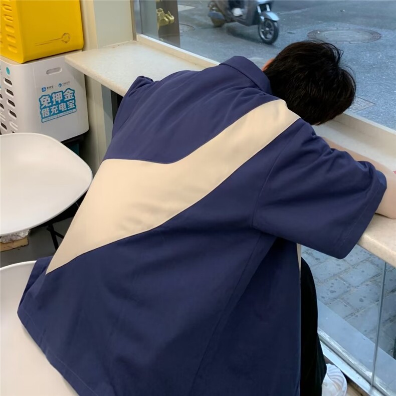 夏季短袖刺绣冰丝拼接衬衫C4028P30,男装衬衫,星座1116-2
