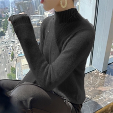 半高领纯色套头羊毛衫女2024秋冬装新款针织衫，女装羊毛衫，百越羊绒