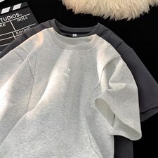 短袖T恤男夏美式高街假两件圆领套头衫刺绣潮牌宽松体恤，男装T恤，星座410-6（原星座1304-1）