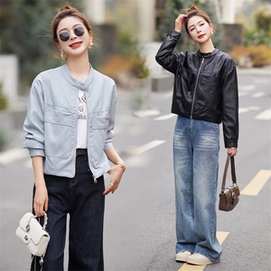 皮衣女外套短款上衣2025春秋季新款洋气显瘦小个子PU皮机车服夹克图片