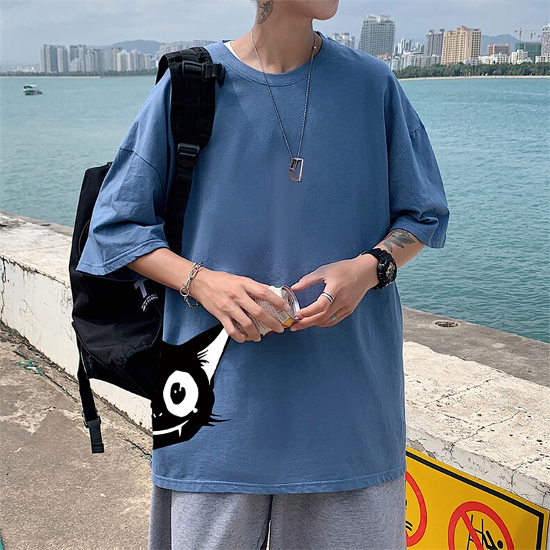 DX17035-P20纯棉短袖t恤男大码半袖打底衫宽松体恤衫港风,男装T恤,电商A040