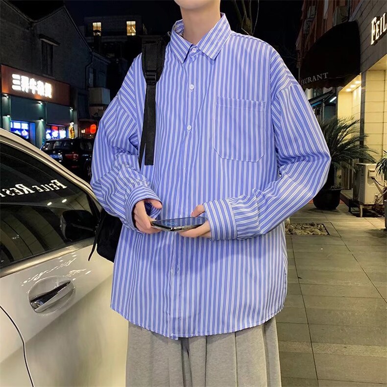 长袖衬衫男港风日系春季韩版潮流帅气衬衣K01817P32,男装衬衫,星座1116-2