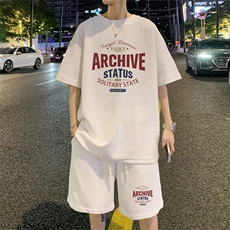 ！2024夏季新款男士华夫格短袖T恤套装学生一套HTZ80P50，男装T恤，电商B220