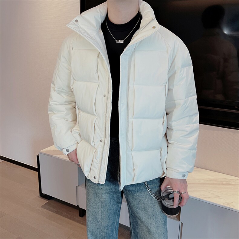 冬季时尚设计款立领棉衣男休闲保暖面包服立体格子棉服 M127-P170图片
