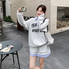 【新品】套装~假两件字母卫衣短裙两件套28613-P169-K278，女装套装/套裙，2B076