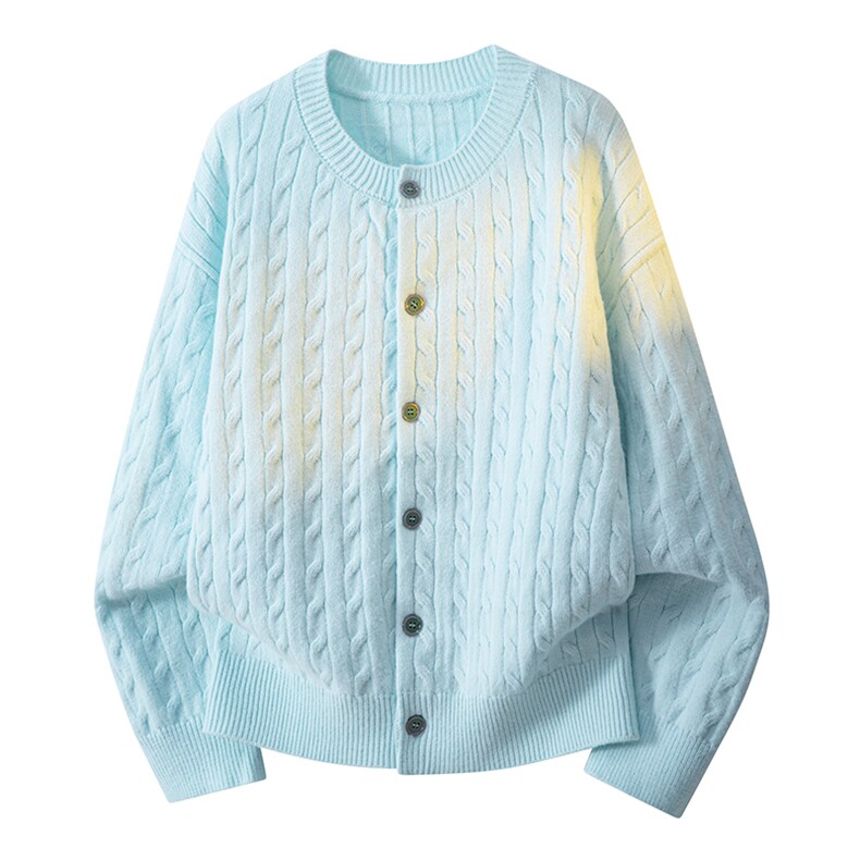 MK7436-CG-3DBP55韩风黄色长袖单排扣针织开衫情侣洋气针织上衣，男装卫衣，星座510A-5