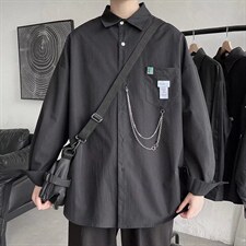 秋季盐系百搭工装衬衫男长袖韩版翻领口袋休闲衬衣男W5571-P30，男装衬衫，星座512-2