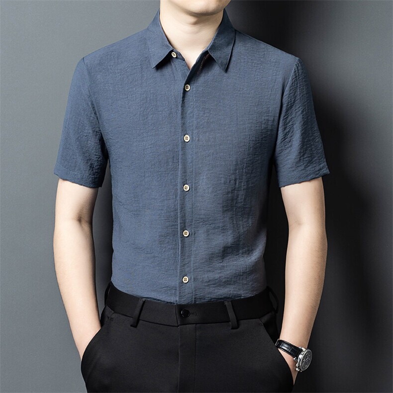 YL4373春夏男士新款短袖衬衫青年修身翻领衬衣休闲打底衫,男装T恤,电商B360