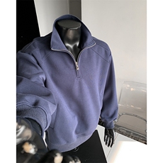 全棉重磅380克拼接圆领短宽套头拉链POLO衫外套男AH907-特P40，男装Polo衫，星座610B-1