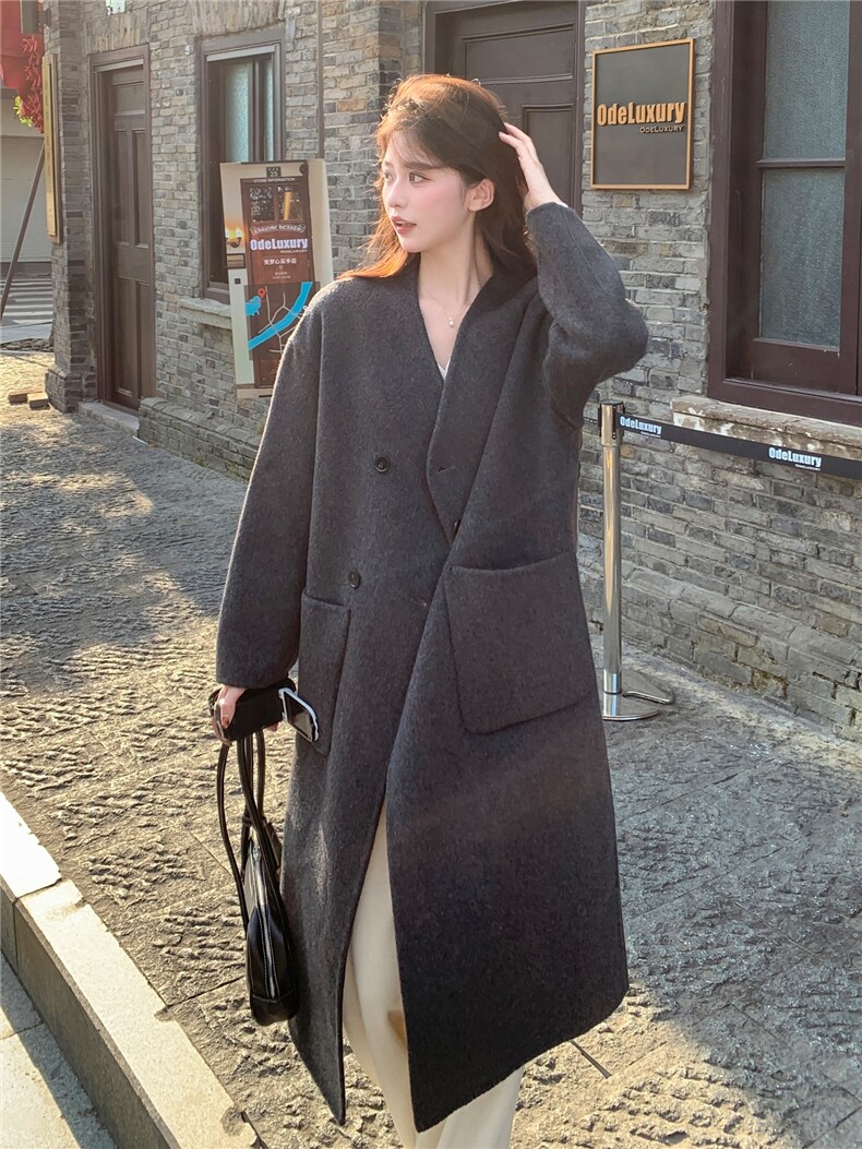 法式复古高级感双面羊绒大衣女秋冬赫本风小个子显瘦加厚呢子外套,女装毛呢外套,丝露怡语