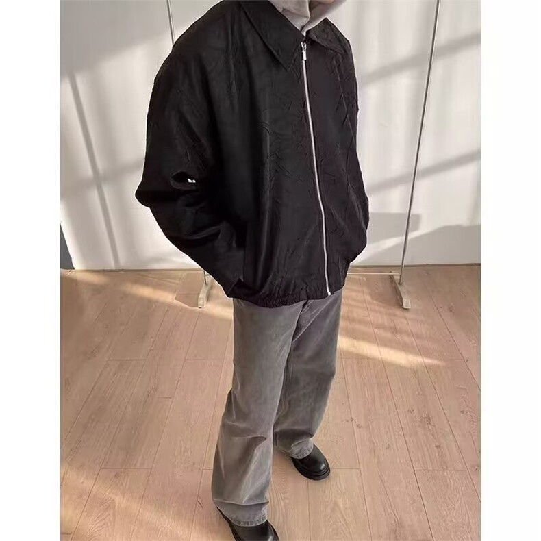 压褶裂纹风设计感长袖衬衫男生衬衣春秋款大码外套潮XJK62,男装衬衫,星座208-5