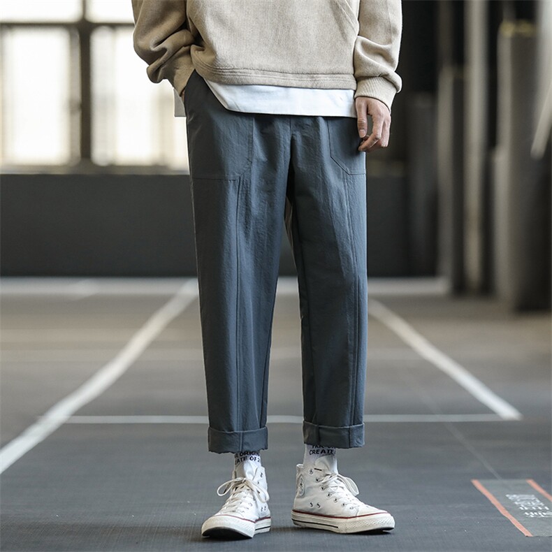 加绒百搭潮流2020九分裤男休闲裤直筒工装裤 5108-特批22加绒30图片