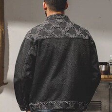 复古水洗重工提花斜纹牛仔外套男宽松休闲春秋上衣夹克休闲，男装工装外套，星座218-1（原230）