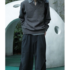 假两件v领毛衣男款冬季翻领老钱风针织衫上衣慵懒风外套MY378，男装针织衫/毛衣，星座1116A（原606A-3）