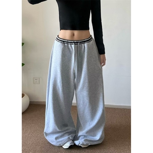 美式高街简约纯色休闲裤百搭运动街舞男女弯刀卫裤 K199图片