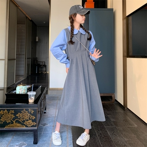现货设计感2026秋冬新款撞色拼接假两件连衣裙女182-8360P135K198图片