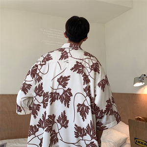 旅游沙滩衬衫夏季冰丝衬衫短袖男装情侣装夏装2024新款衬衣图片