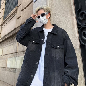 渐变牛仔外套男秋季美式水洗上衣宽松高街潮牌痞帅夹克衫2223/P70图片