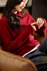 2025年秋季时尚百搭通勤简约休闲套衫翻领，女装针织衫/毛衣，斯尔特羊绒