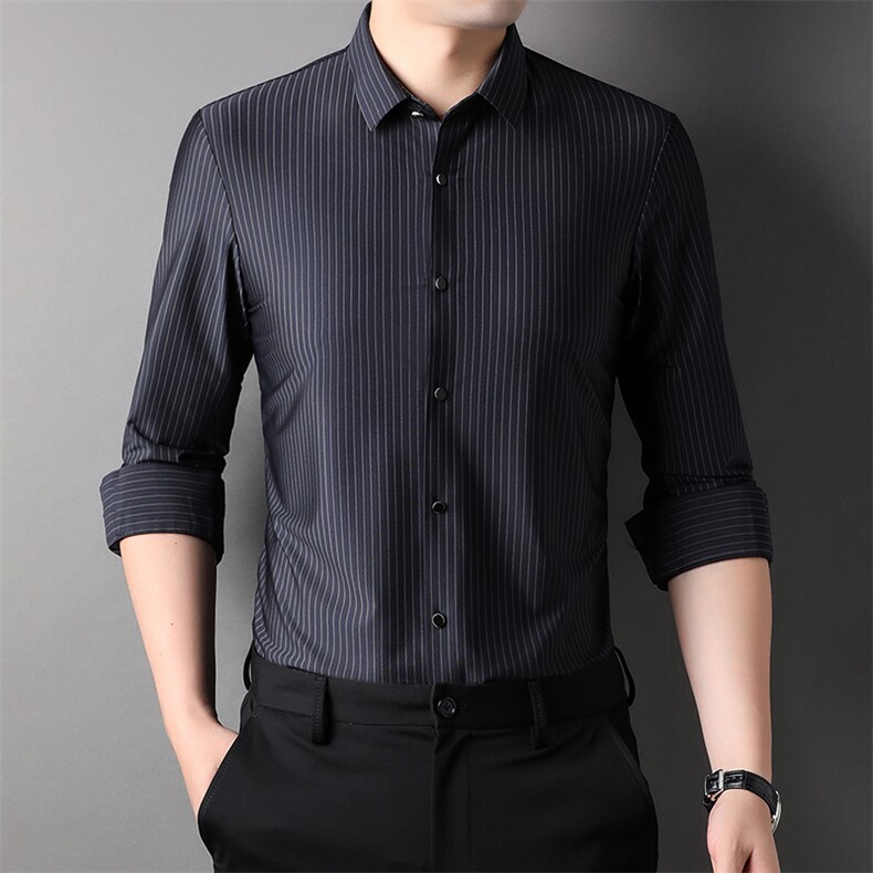 CE820钱塘2020-2中年男士秋季薄款商务休闲条纹新款衬衫P72,男装衬衫,钱塘207-2