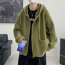连帽开衫毛衣男士秋冬款2024新款美式复古针织外套线衣M264/P64，男装针织衫/毛衣，星座506