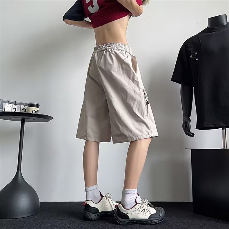 机能大口袋工装伞兵短裤男生宽松夏季薄款阔腿透气凉感休闲五分裤,男装牛仔裤,星座506A