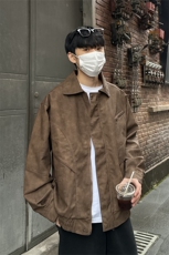 春季皮衣外套男女生同款美式复古潮牌翻领休闲夹克JK05-P95控128，男装皮衣，星座218-5
