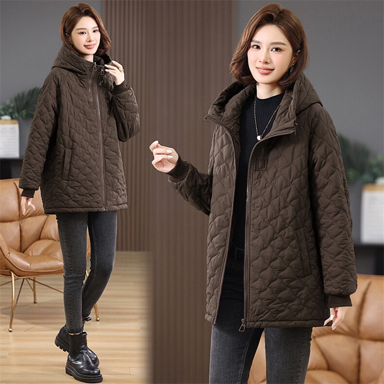 2024冬装新款时尚简约气质连帽棉衣外套，女装棉衣/棉服，阿丹