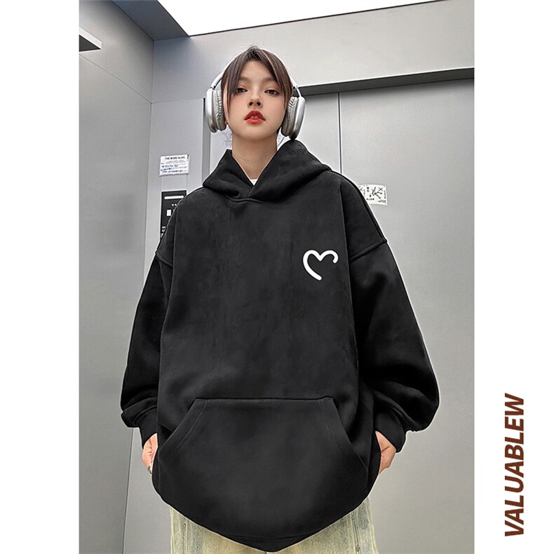 ！麂皮绒连帽卫衣直播品质重磅400克爱心印花JL7138-P45控78,男装卫衣,星座508（原C305）