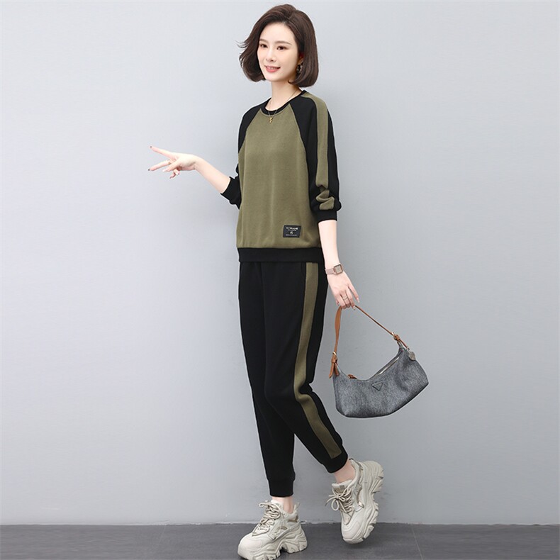 卫衣运动套装女2025春秋新款时尚休闲中年妈妈大码洋气卫裤两件套,女装套装/套裙,忆绮罗