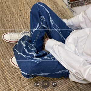 高街扎染牛仔裤男ins潮牌潮流宽松直筒阔裤老爹拖地长裤N1811-p45图片