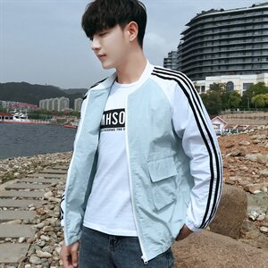 2021夏新款韩版休闲棒球服男防晒服衣服男装  T618  P50图片