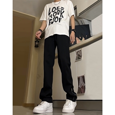 现货渐变拉链黑色牛仔裤男大码修身直筒裤K5804-K5805-P50，男装牛仔裤，星座205