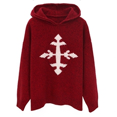 欧货秋冬康赛花纱软糯纯山羊绒衫女连帽毛衣加厚宽松慵懒针织打底，女装羊绒衫，织绒羊