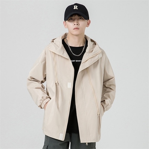 连帽春季冲锋衣男潮流防水夹克外套大码宽松上衣A266-JK8018-P45图片