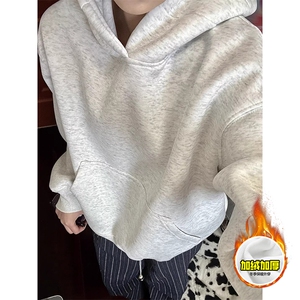 480G重磅加绒加厚硬挺boxy男女秋冬美式高街短款结构廓形连帽卫衣图片
