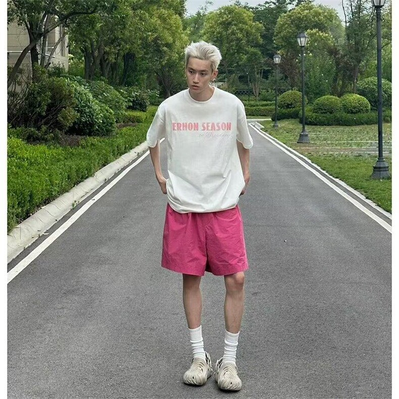 【网图现货】多巴胺色美式宽松速干五分裤DK996/P20,男装牛仔裤,星座205-3
