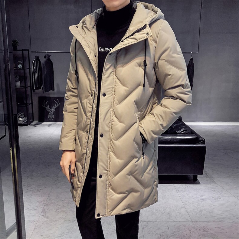 潮牌2021新款中长款羽绒服男装冬季加厚外套DS275T图片