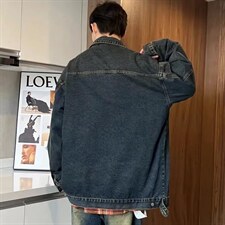 潮牌美式做旧水洗拼接牛仔外套男女复古宽松百搭夹克W016-P47网图，男装工装外套，电商B245