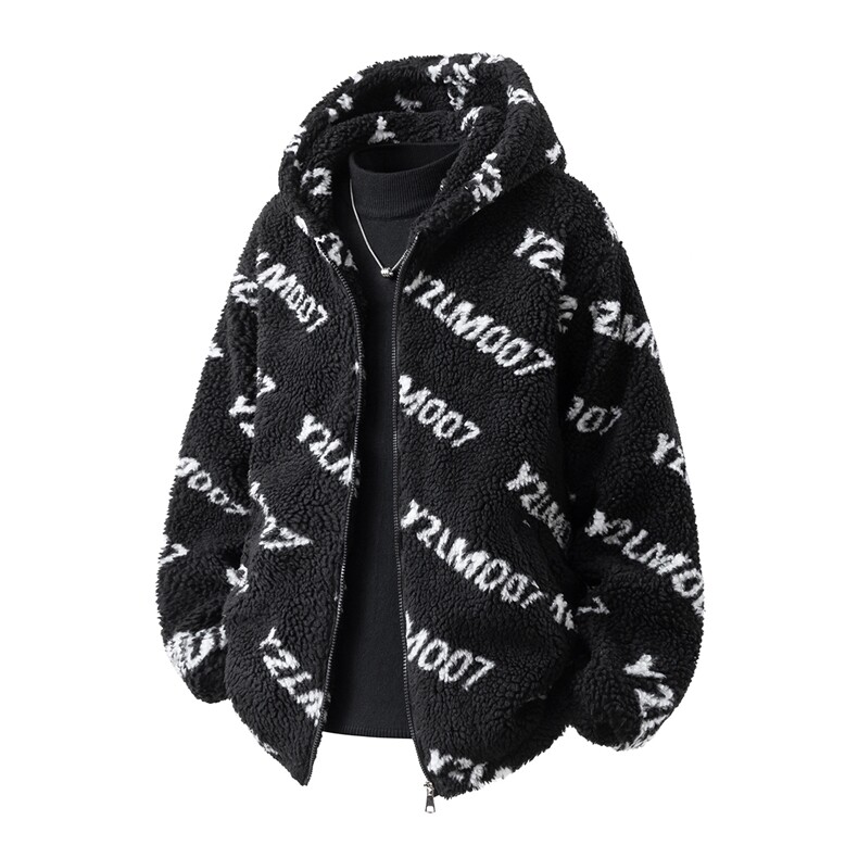 立体定制LOGO羊羔毛棉衣大码M-5XL连帽棉衣外套男78710P105控148，男装棉衣，星座227-7