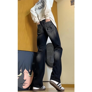秋季美式ins高街hiphop重工艺水洗微喇复古蓝牛仔裤货号K2320P55