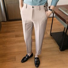 2021春夏新款九分裤垂感英伦腰部装饰男士西裤休闲裤A202K302P55，男装休闲裤，星座1311（原A202）