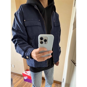 藏青色美式复古短款外套潮牌痞帅底特律工装夹克 JK7707 特P70图片