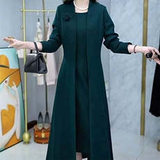 高级TR柔感两件套2026春季新款时尚气质显瘦风衣外套洋气连衣裙女，女装套装/套裙，超越