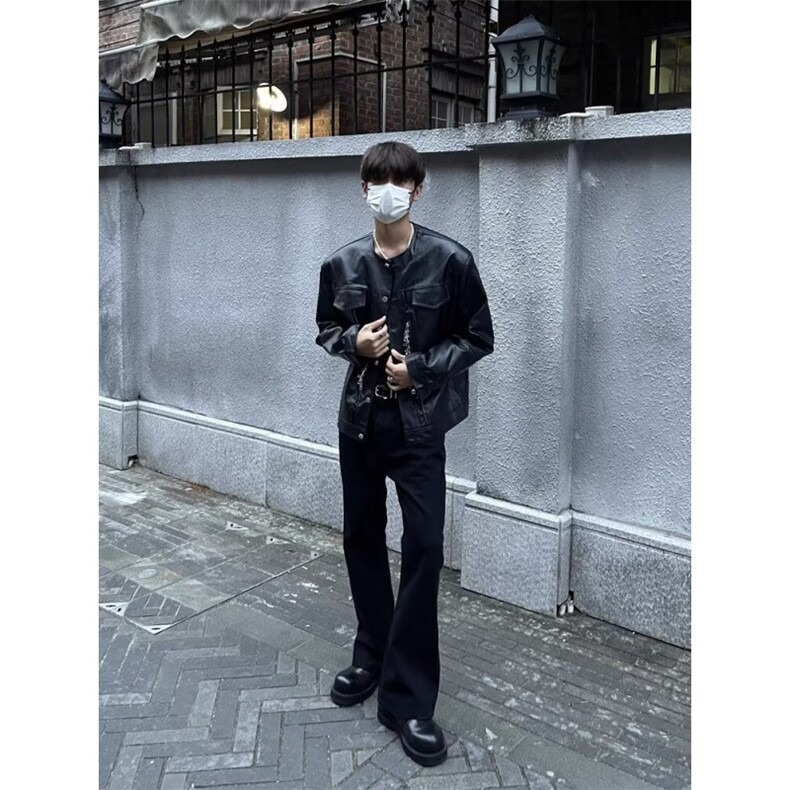 W10215-P38网图现货黑色牛仔裤显瘦修身直筒窄版弯刀微喇裤,男装牛仔裤,星座1608