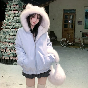 1506-1/M36211/P99女士座山雕毛毛连帽工装外套图片