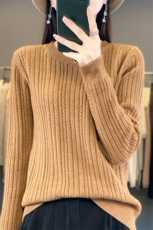 秋冬季新款纯色毛衣女长袖宽松显瘦百搭上衣，女装针织衫/毛衣，贵皇网供仓