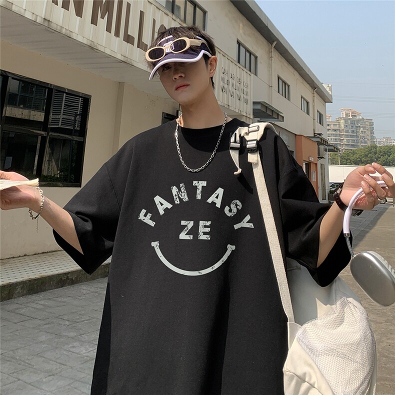 港风23夏季时尚潮流字母印花款纯棉短袖T恤T6065P25控38,男装T恤,电商A268A