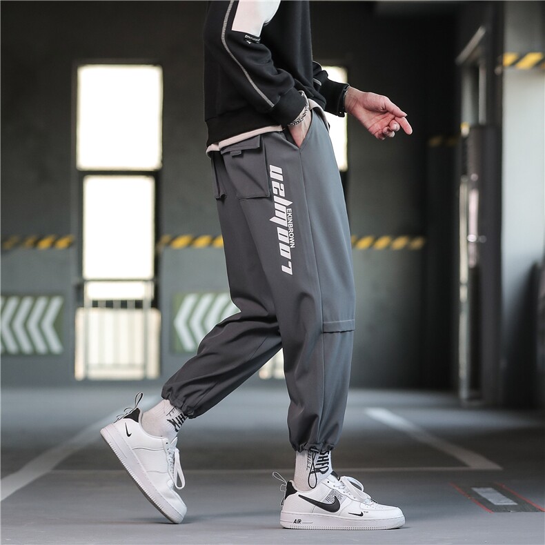 日系宽松运动裤束脚裤大码M-5XL潮裤子休闲裤男九分裤7191P40，女装休闲裤，星座227-7